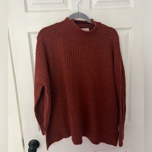 Loft Mock Turtle Neck Sweater in Rust